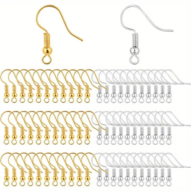 Metal Ear Hooks Semi-Finished Earrings DIY Handmade Accessories with Spring Beads Ear Hook Earring Materials Metal Ear Hooks Semi-Finished Earrings DIY Handmade Accessories with Spring Beads Ear Hook Earring Materials