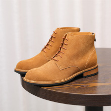 新款欧美马丁靴男英伦真皮系带高帮经典圆头工装反绒皮手工男鞋潮