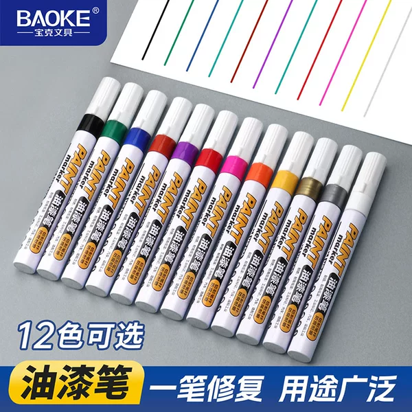 Baoke 680 Paint Marker 12-Color Medium-Sized Paint Marker/Tire Marker Touch-Up Pen Marker Pen Scrapbook Graffiti Pen
