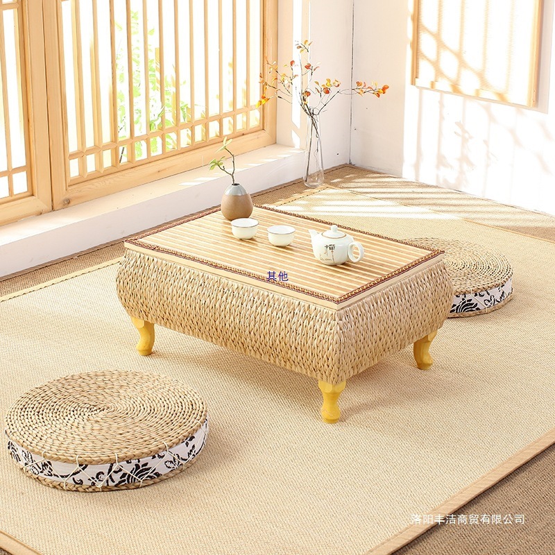 阳台飘窗小茶几藤编茶道桌汗蒸房矮桌落地炕桌幼儿园国学课棋盘