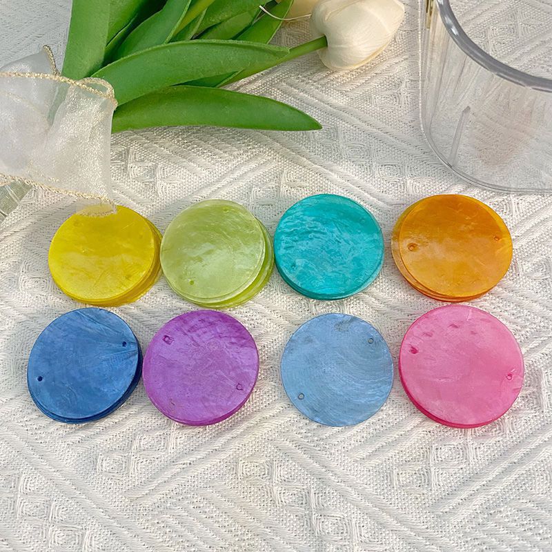 Shell Pieces with Double Holes, Colorful Mirror Shell Discs for Painting, Wedding Mother-Of-Pearl Blue Pieces, Door Curtain Wind Chime Materials, Free Shipping Wholesale