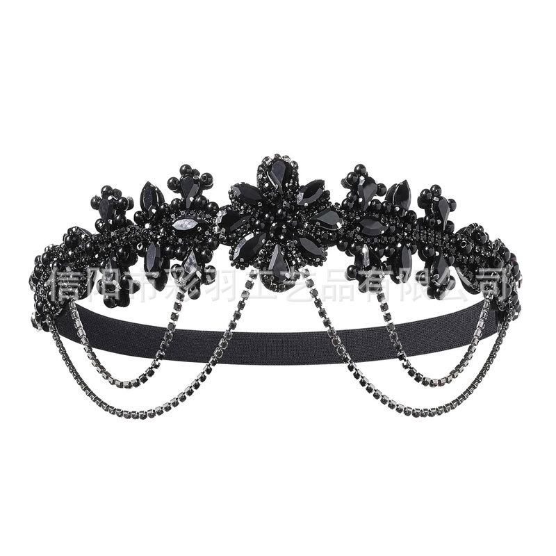 Amazon's best-selling European and American gothic headpiece with chain for brides, personalized dark gothic and punk style accessories for the Horse Racing Festival