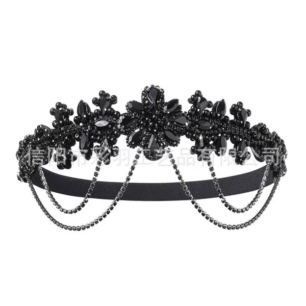 Amazon's best-selling European and American gothic headpiece with chain for brides, personalized dark gothic and punk style accessories for the Horse Racing Festival