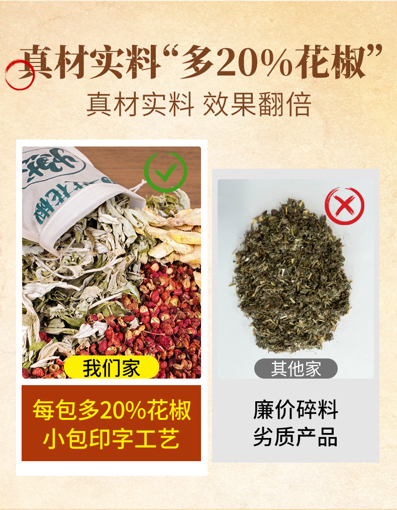 Ginger Mugwort Sichuan Pepper Foot Soak Packs Jiang Ai Huajiao 30g x 30 Bags Traditional Herbal Foot Bath quality and texture