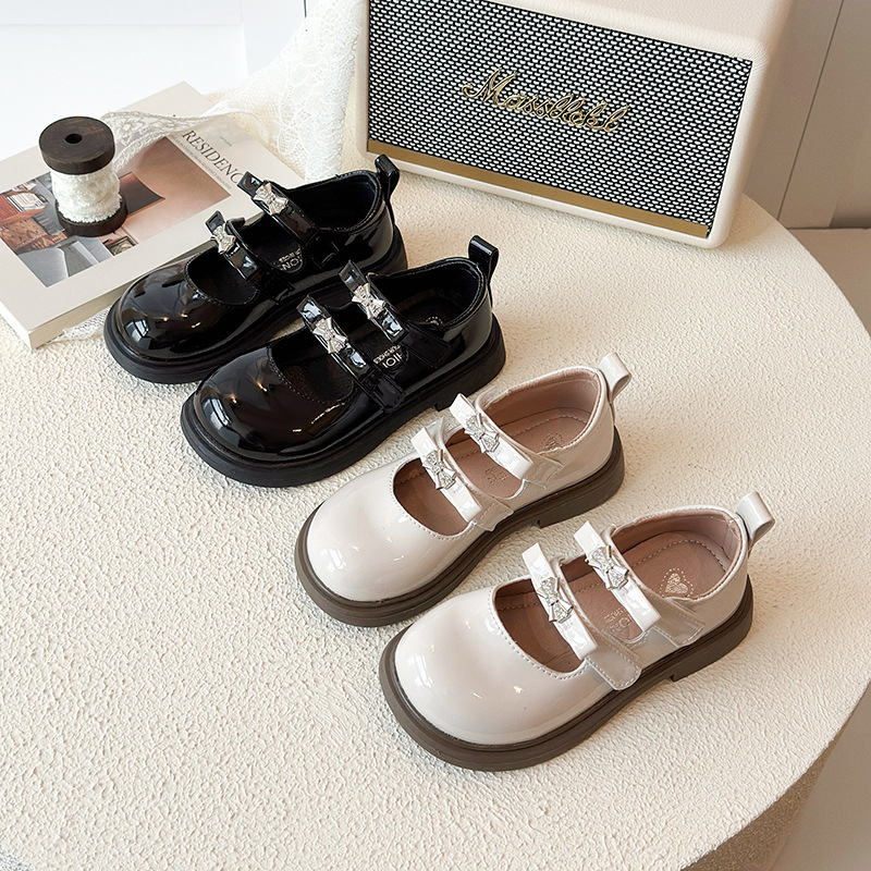 Children's Flat Retro Ballet Shoes 2026 Spring New Korean Style Student Mary Jane Shoes with Velcro Trendy Single Shoes