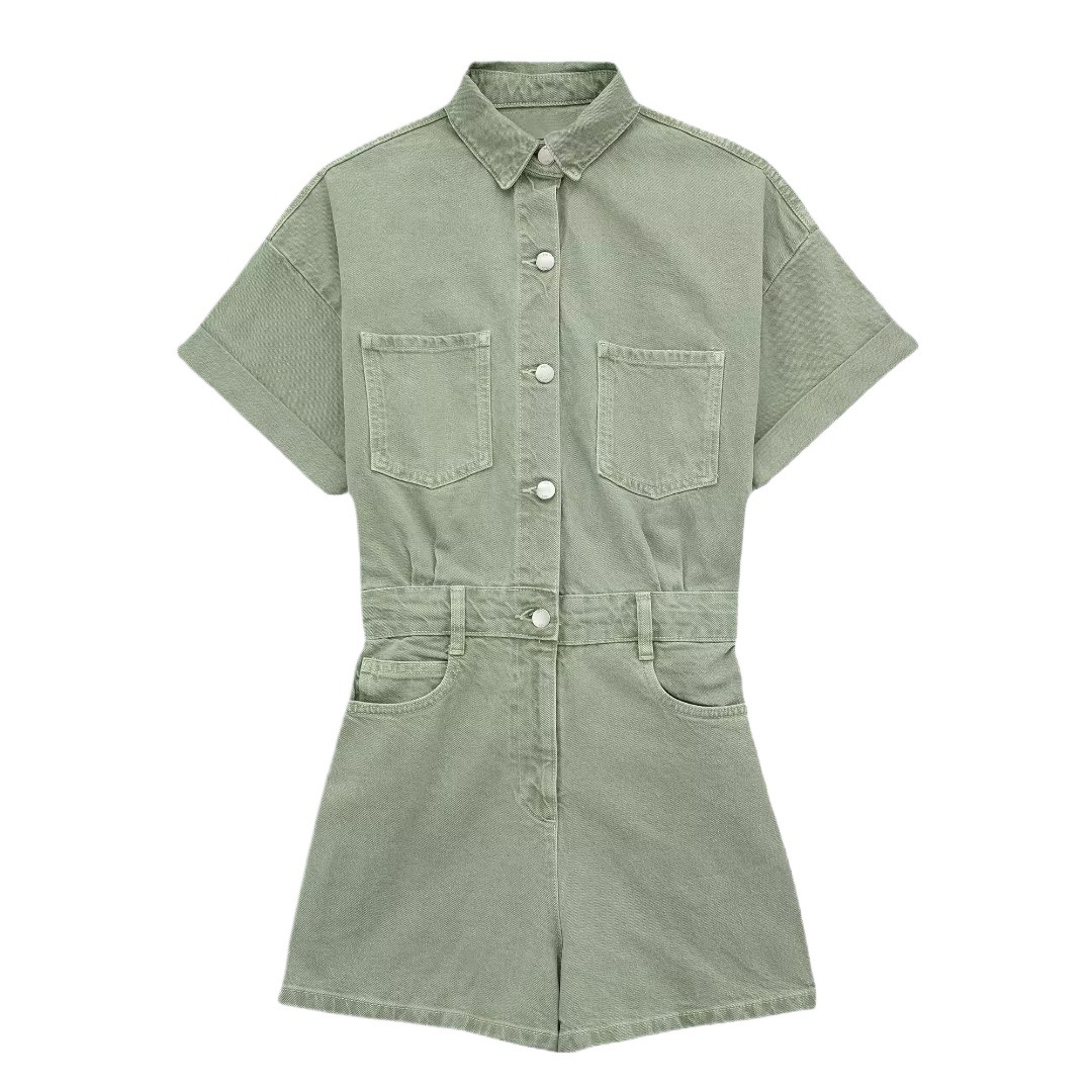 Comercio exterior transfronterizo al por mayor 2023Z verano nuevo viajero versátil ropa de mujer Denim short jumpsuit Y13-478