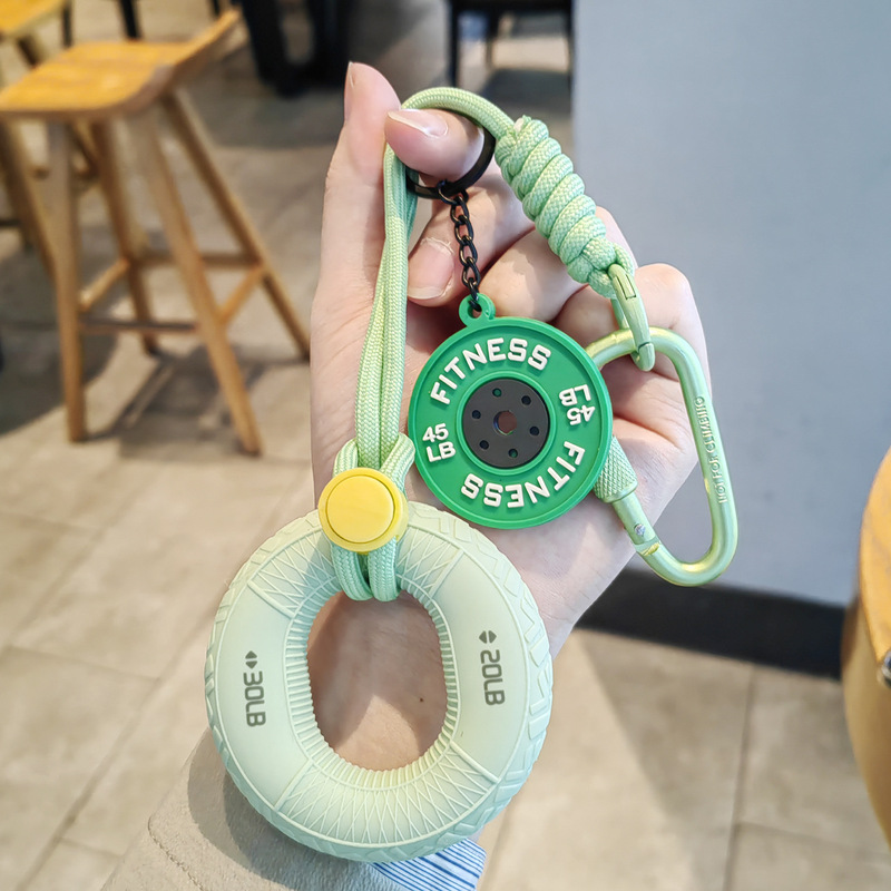 Grip Ring Keychain Creative Decompression Grip Strength Device Fitness Dumbbell Pendant Car Key Chain Bag Small Gift