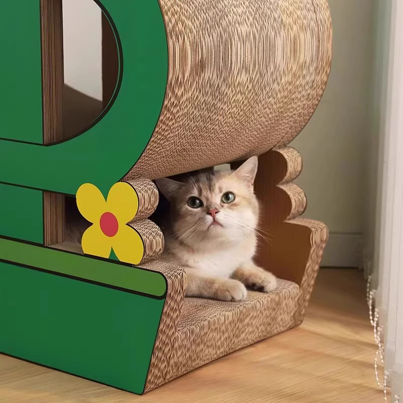 Cactus gato agarre tablero de gato nido de gato todo en un papel corrugado resistente al desgaste, resistente al arañazo, anti-caspa, sofá para proteger el gato agarre nido