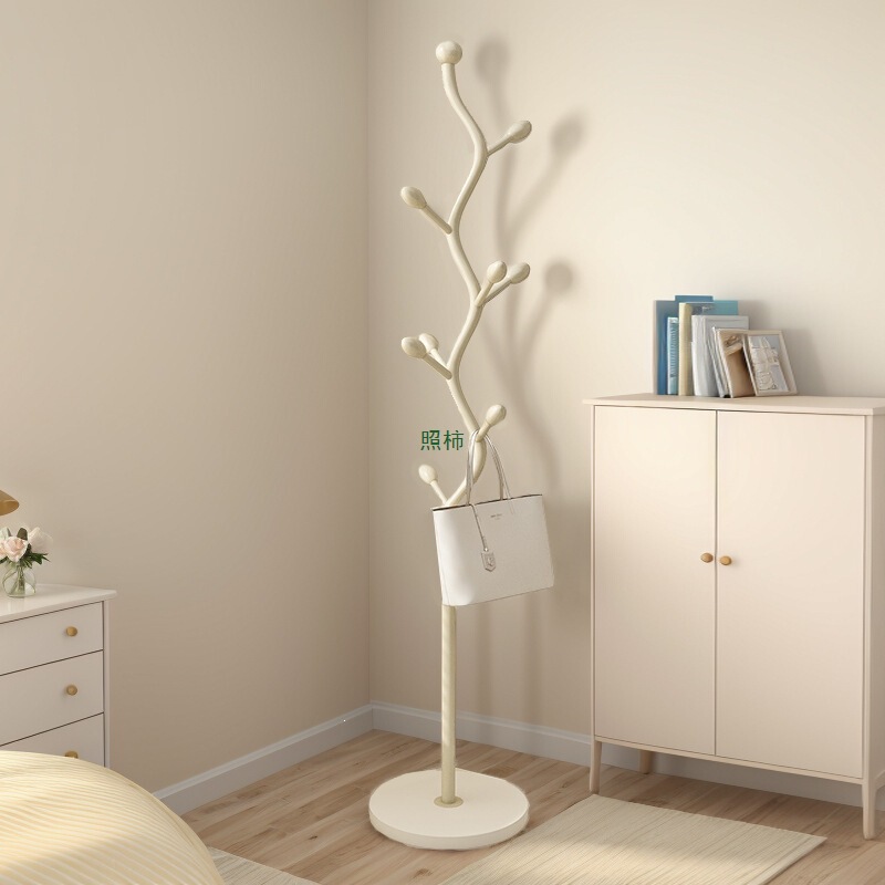 Floor-Standing Coat Rack for Bedroom, Simple Vertical Clothes Rack for Home Use, Creative Artistic Indoor Metal Rack for Hanging Clothes and Bags