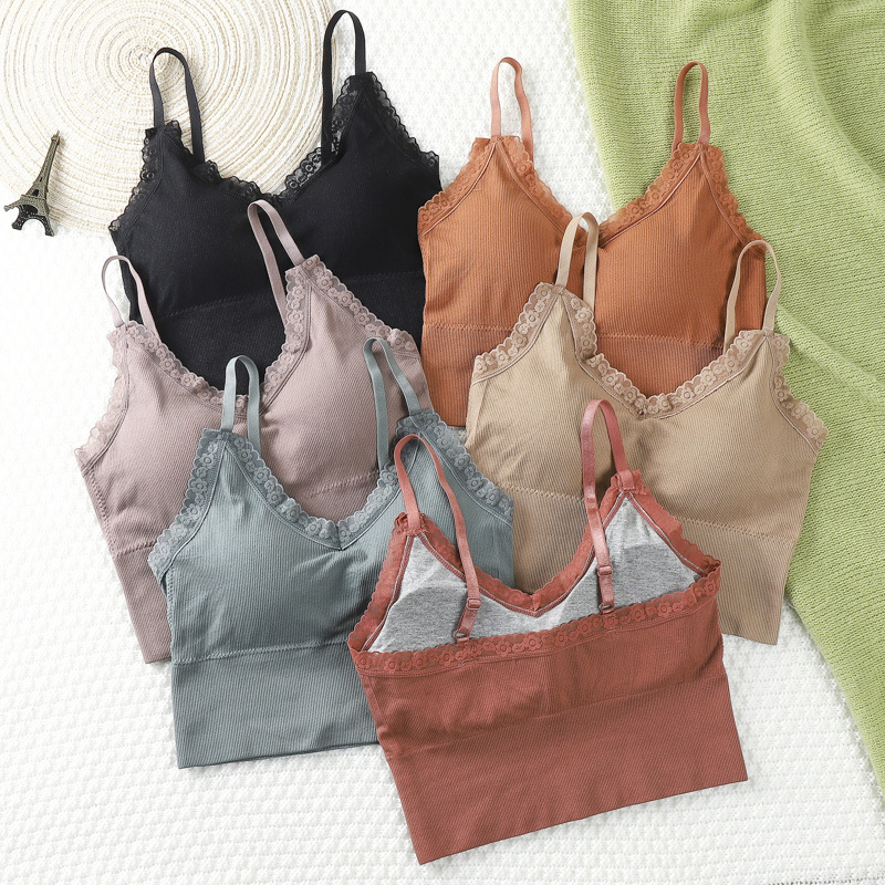 girl Lace camisole Thread Cotton vest seamless motion Underwear Sternum Primer Wrap chest Beautiful back Bras