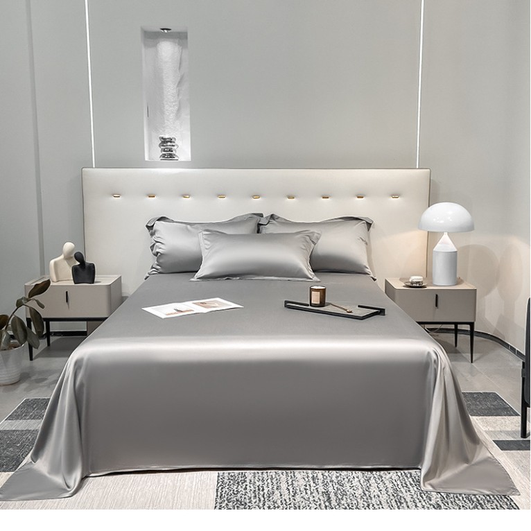 100 sábanas de verano de seda de hielo de color sólido de una sola pieza, dormitorio desnudo, edredón fresco, funda de almohada simple, juego de tres piezas