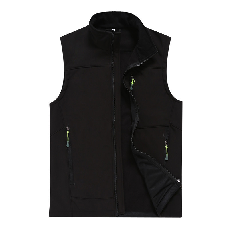 Black new men's and women's fashion workwear vest waterproof outdoor fleece liner vest team work clothes printed LOGO