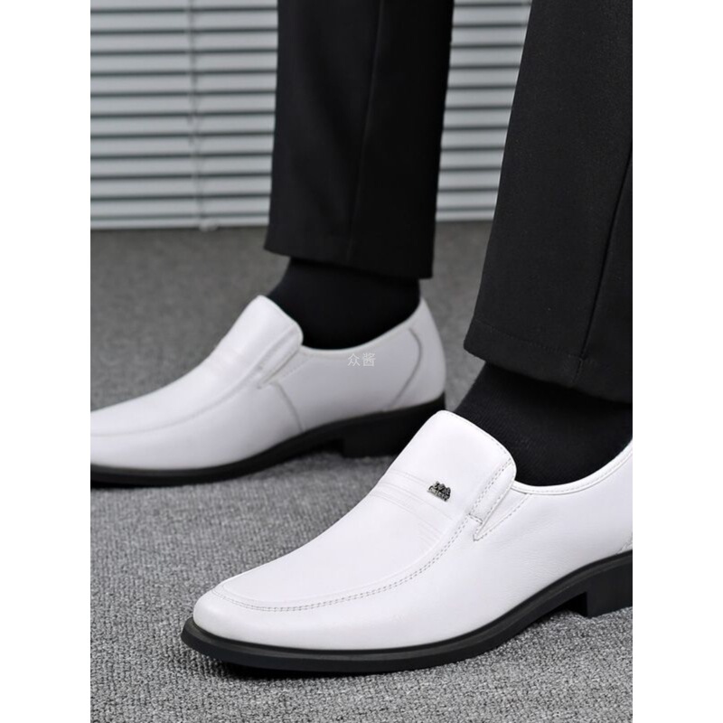 [First-Layer Cowhide] Men's Sandals Genuine Leather Business Formal Sandals Men's White Wedding Shoes Increased Breathable Men's Shoes