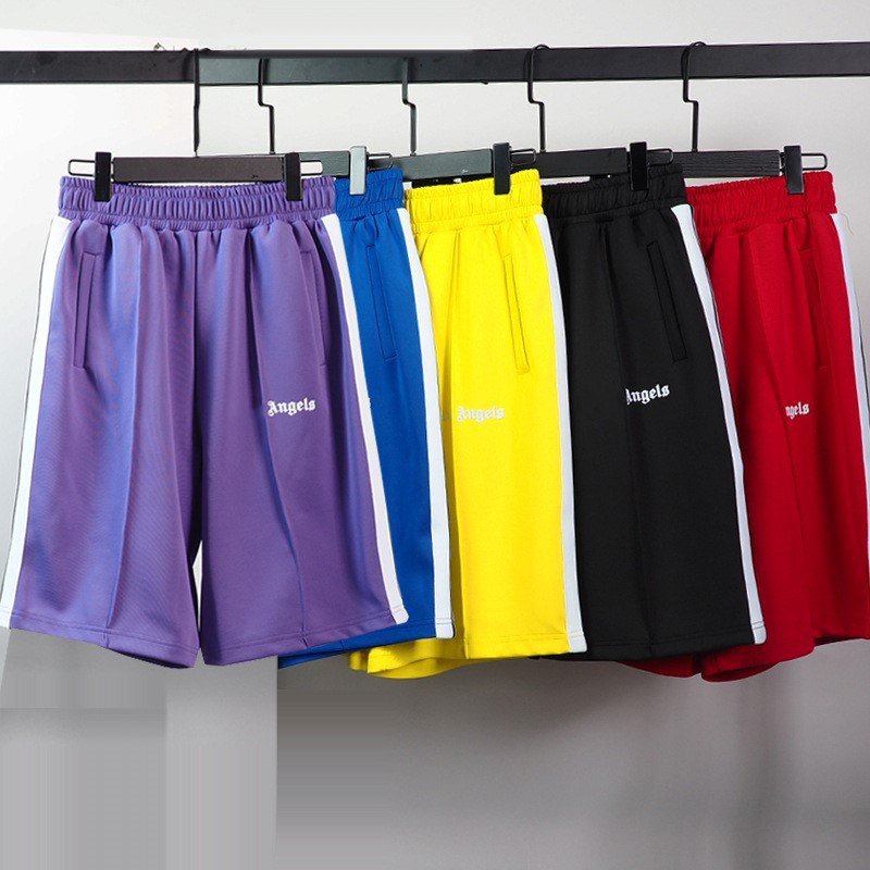Ángel nuevos pantalones cortos deportivos casuales respirables para hombres y mujeres con correa lateral de tejido de color arco iris cuerdas de tirada de cintura