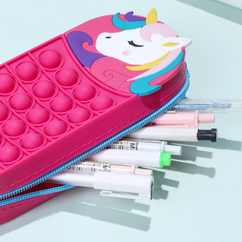 Cartoon Unicorn Children's Stationery Box Creative Mouse Killer Pioneer Squeeze Fun Stress Relief Large Capacity Durable Storage Pen Pouch