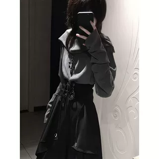 现H 无心之诗秋冬款日系哥特暗黑长袖上衣甜酷设计感裙裤显瘦套装