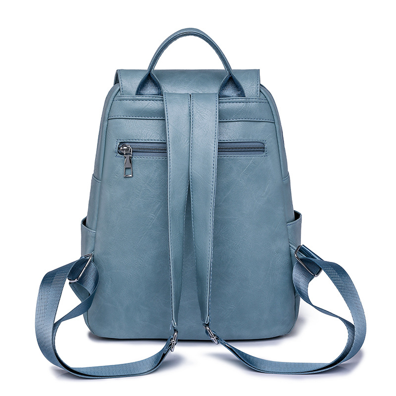 Comercio exterior al por mayor 2023 nueva mochila de cuero suave para mujer retro casual moda europea y americana