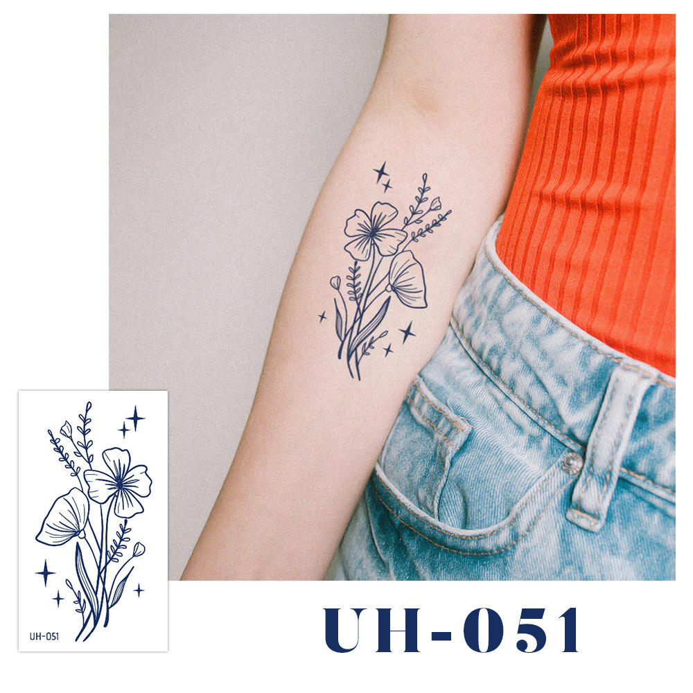 新しいジュースハーブタトゥーシール、半永久的、韓国で人気、原宿風、防水、ミニマルなタトゥーシール、英語文字