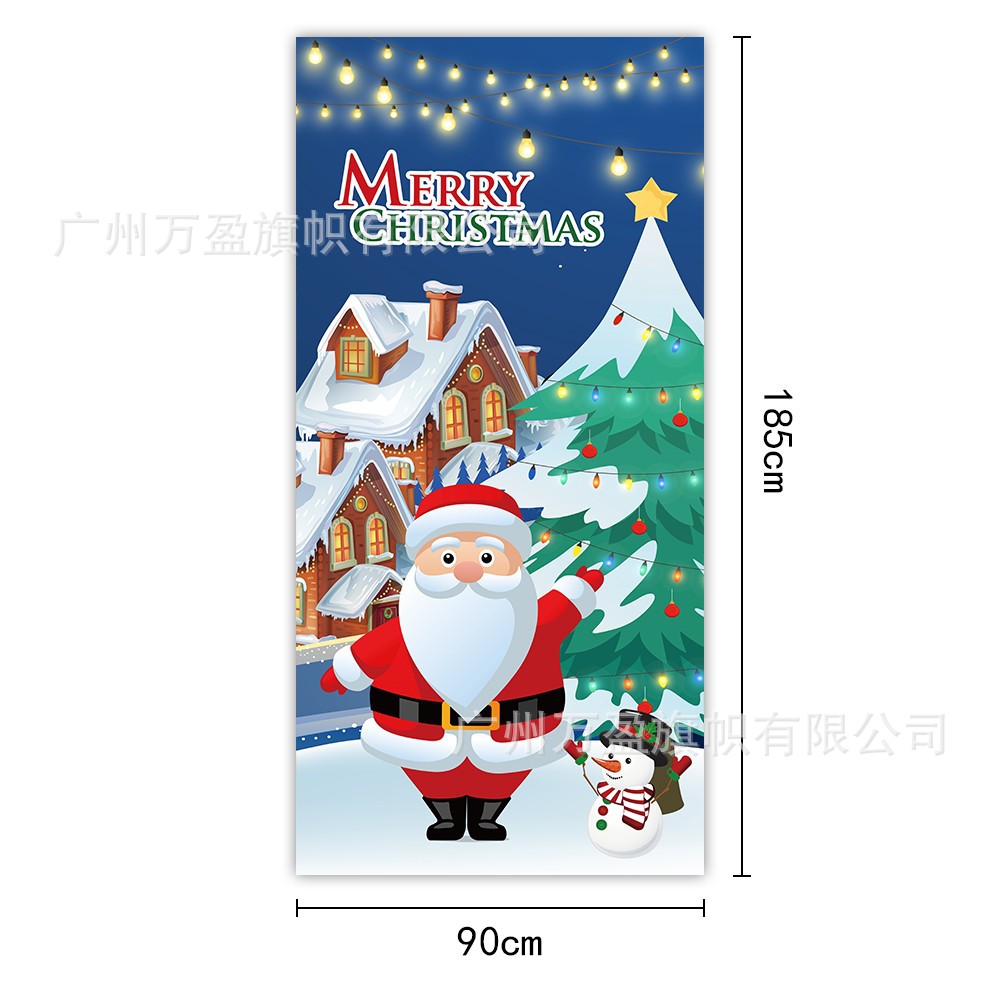 2025 nuevos productos de navidad cortina de bandera Santa Claus para ver la hoja de regalo decoración de tela colgante Bandera de bienvenida de Navidad