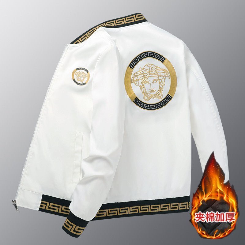 Grupo en vivo compra al por mayor Otoño e Invierno nueva chaqueta de los hombres forrada de lana engrosada 2075 belleza cabeza bordada chaqueta caliente