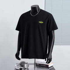 ニッチデザイン立体ラバープリント半袖Tシャツメンズトレンドブランド夏新作トップス通勤カジュアルラウンドネックTシャツ