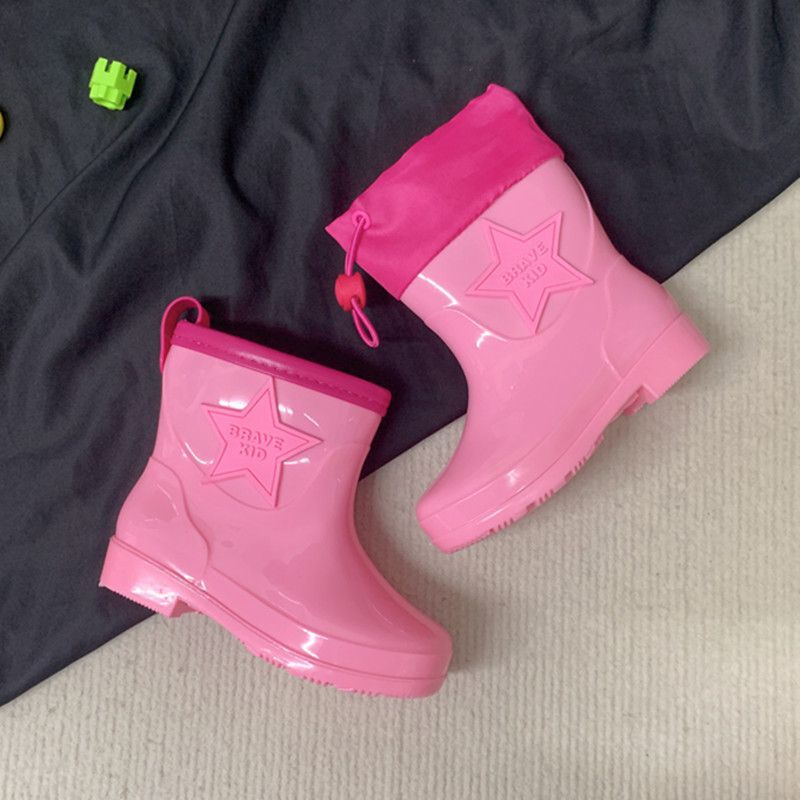 Children's Rain Boots for Boys and Girls, Primary School Students, Non-Slip Baby Rain Boots, Kindergarten Warm Water Shoes, Waterproof Rubber Shoes