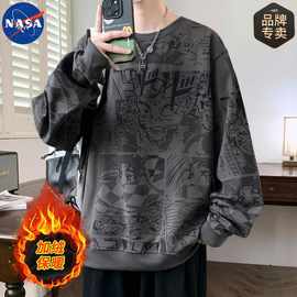 NASA满印动漫印花卫衣男款休闲时尚宽松春秋冬季大码圆领上衣潮酷