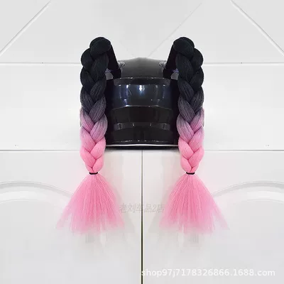Helmet with Dreadlocks, Motosiklet dəbilqələri - a-pair-of-short-black-and-pink-braids