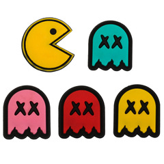 跨境遊戲吃豆子懷舊死豆豆卡通徽章PVC魔術貼包配章批發