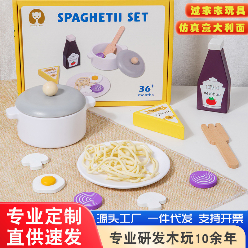 Juguetes de cocina para niños Simulación de pasta para casa 3 - 6 años 8 niños de interés para desarrollar juguetes de madera