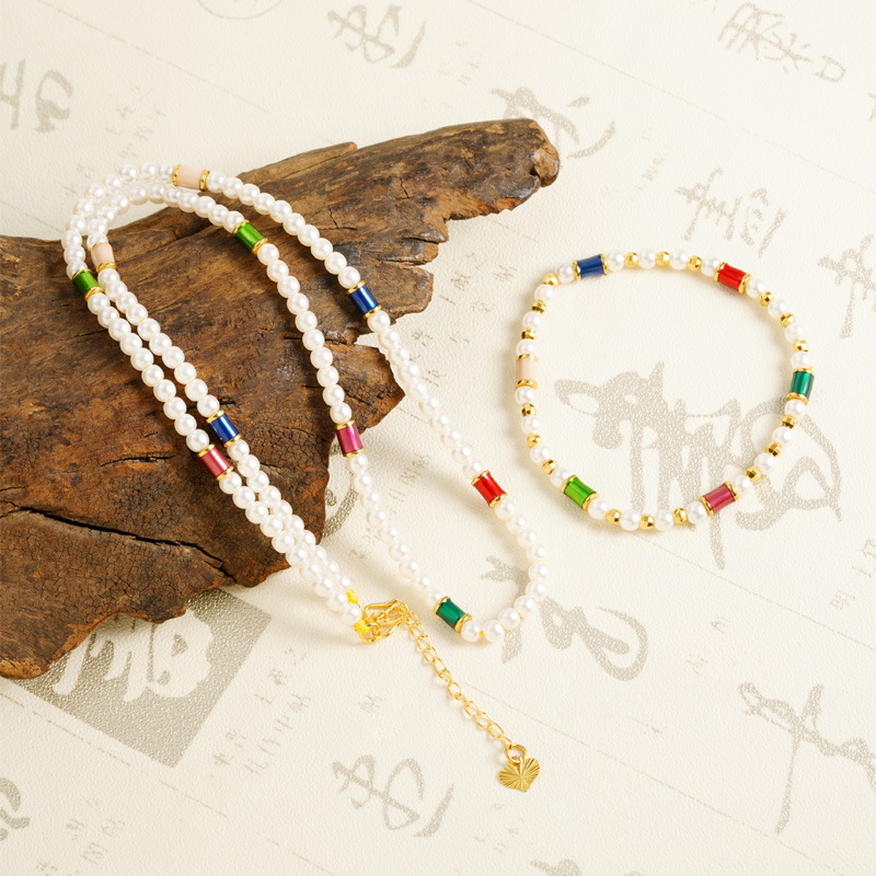 Vietnam arena oro láser perlas de agua dulce collar de perlas de nicho universal pulsera de cuentas joyería accesorios fábrica al por mayor