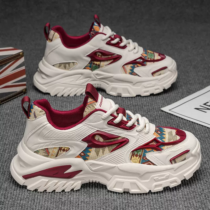 男鞋秋季2025新款百搭休闲小白鞋青少年潮流运动增高厚底老爹潮鞋