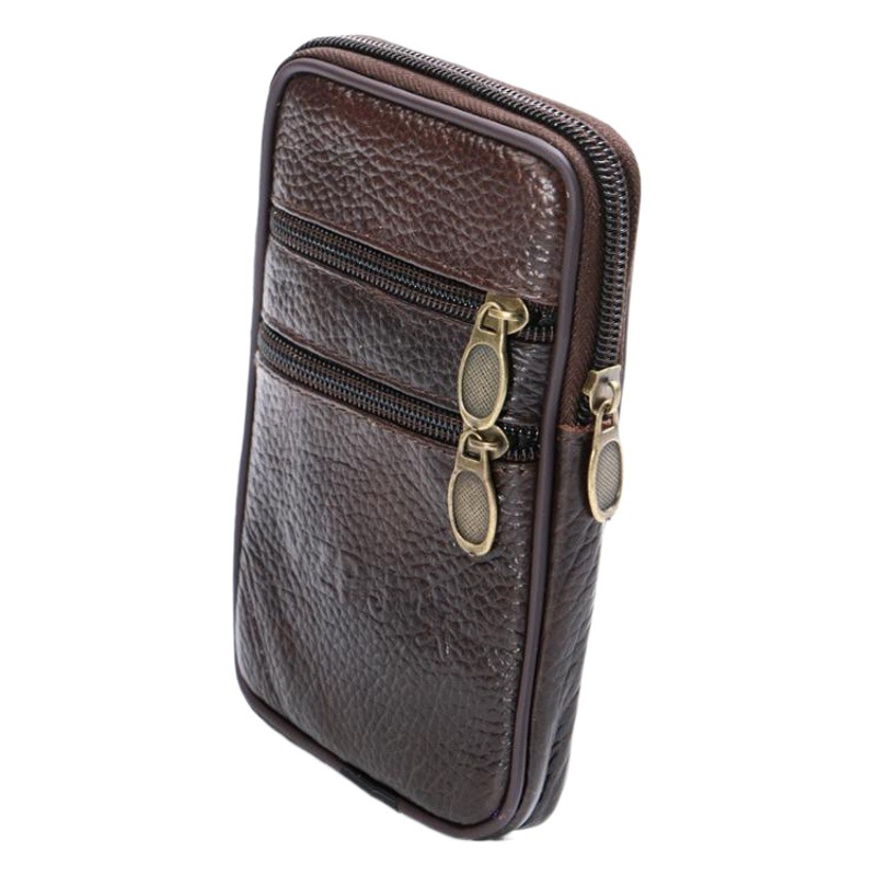 Spot men's 4 pull vertical version waist bag leather leather mobile phone waist bag leisure mobile phone bag running Jianghu stall hot sale