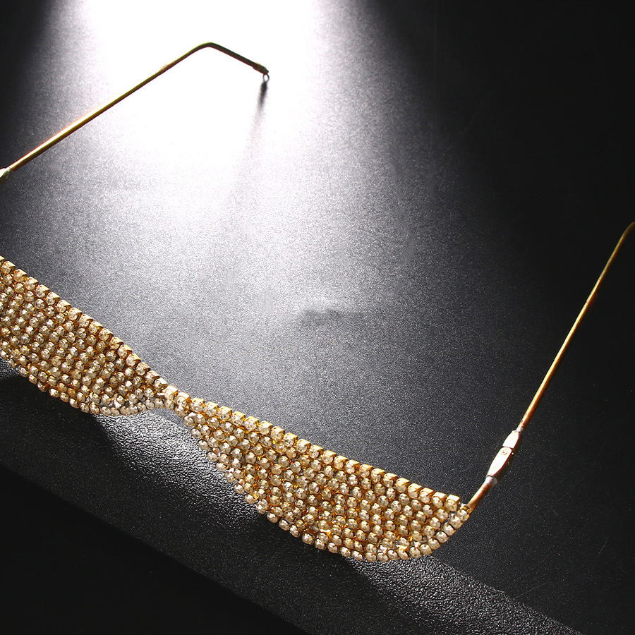 Rhinestone europeo y americano gafas marco plegable decoraciones hip hop metal gafas marco femenino gafas marco