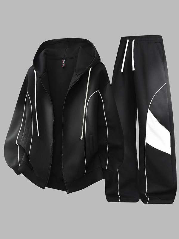 Spring zip-up hoodie and sweatpants set youth Spring zip-up hoodie and sweatpants set youth