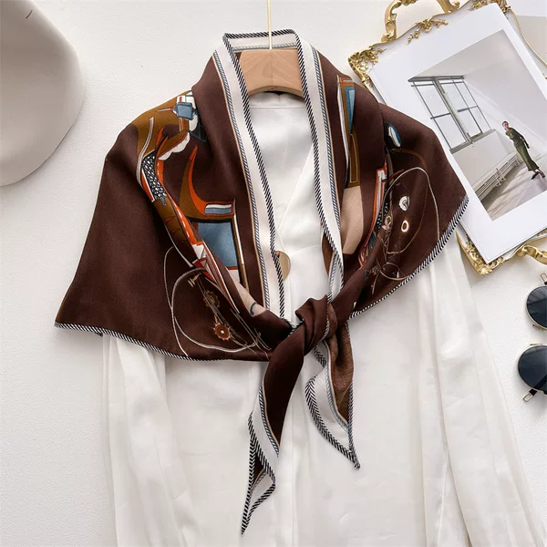 Herringbone Velvet Light Luxury Carriage Geometric Triangle Scarf Warm Shawl Neck Scarf Versatile Autumn and Winter Neckerchief Headscarf Scarf