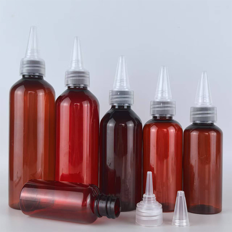 现货 30 50 100ml毫升塑料瓶PET茶色挤压尖嘴瓶乳液油墨瓶液体瓶