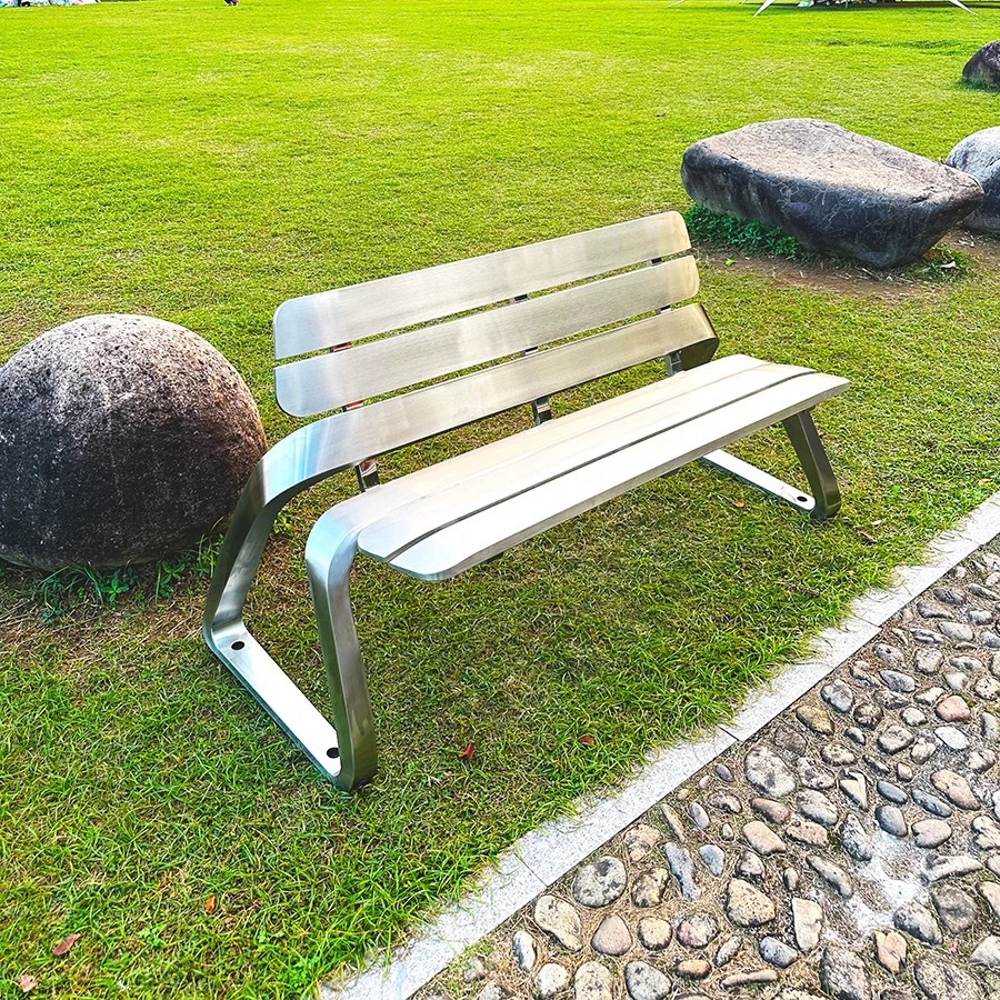 silla de parque de acero inoxidable banco al aire libre banco de jardín plaza taburetes al aire libre asiento público de ocio de plástico de madera anticorrosivo image 12