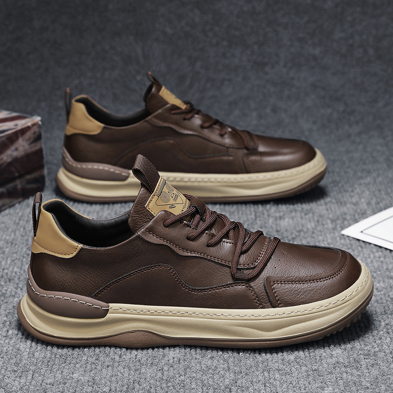 Escape Leopard 2024 Spring and Summer Low-top Student Board Shoes Korean Fashionable Sports Casual Shoes Thick Sole Breathable Men's Shoes Round Toe