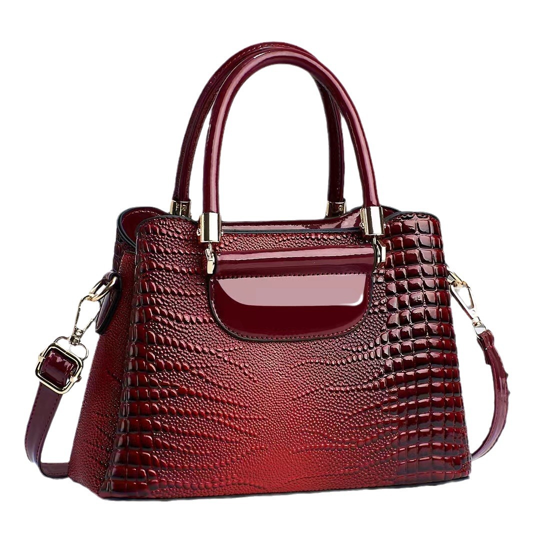Bolsa de piedra de piel brillante Taizhou bolso de mujer cocodrilo texturizado bolso de mano atmósfera de hombro de mujer bolsos