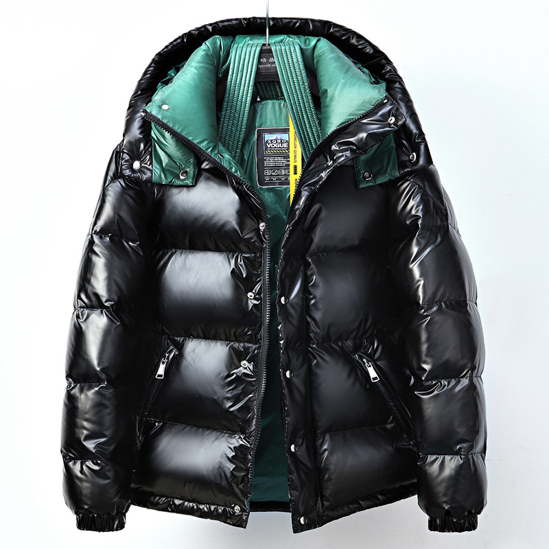 Black coffee white duck down super thick high fluffy five capsule down jacket men 2023 new winter couple coat tide