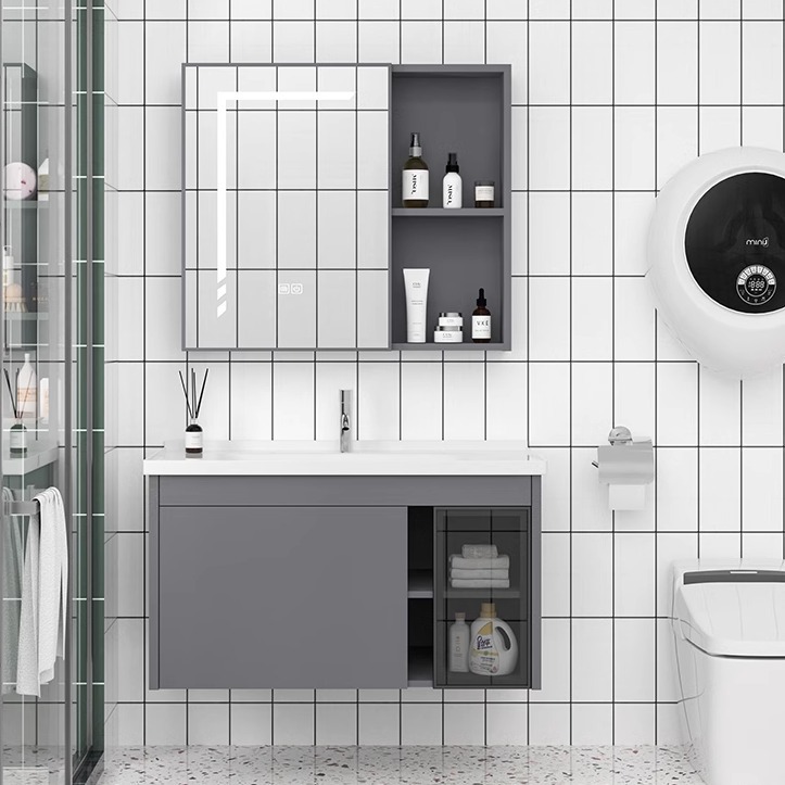 Baño espacio gabinete de baño de aluminio combinación cerámica integral lavabo lavabo lavabo lavabo Guangdong lavabo