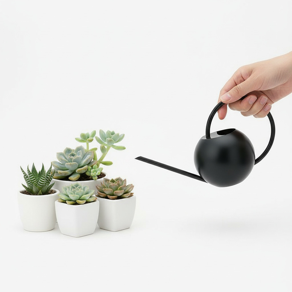 Regadera de acero inoxidable, mini regadera para plantas de interior, pequeña regadera negra con pico largo, 400ML image 2