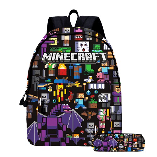 My World Schoolbag Anime Cross-border Game Roblox Two-piece Student Bag for Middle and Primary School Students, Children's Double Shoulder Bag