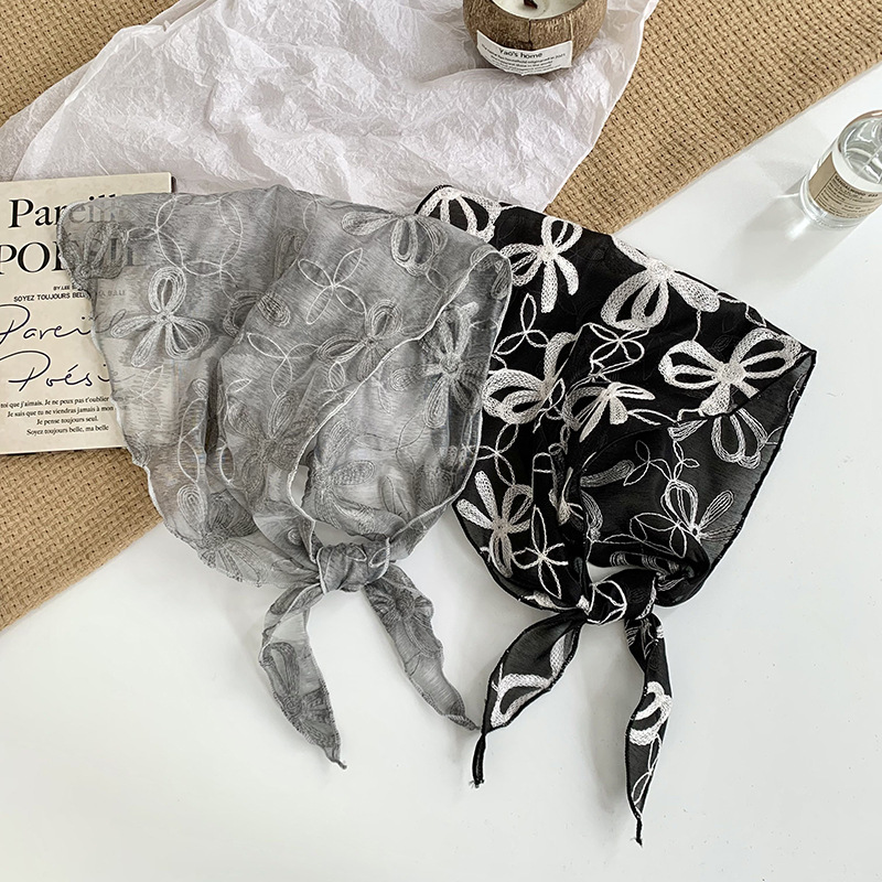 Bufanda triangular de encaje con hoja, cintura, nuevo estilo de verano, bufanda pequeña de moda de todo fósforo, bufanda de decoración pastoral femenina de verano