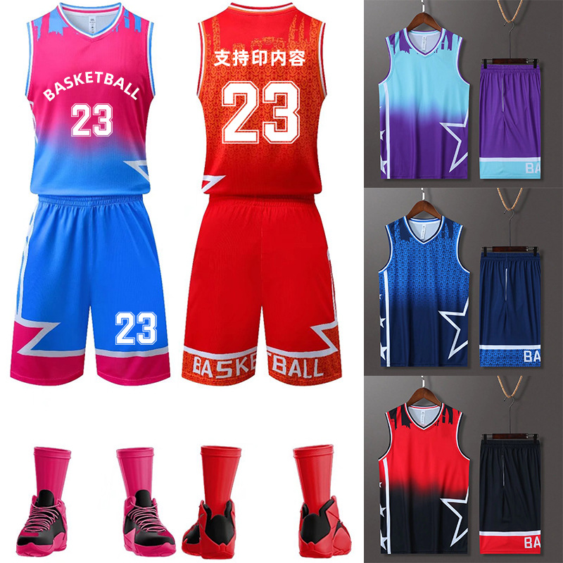 New basketball suit printing game team uniform children men's training clothing kindergarten wholesale tide quick-drying summer Women