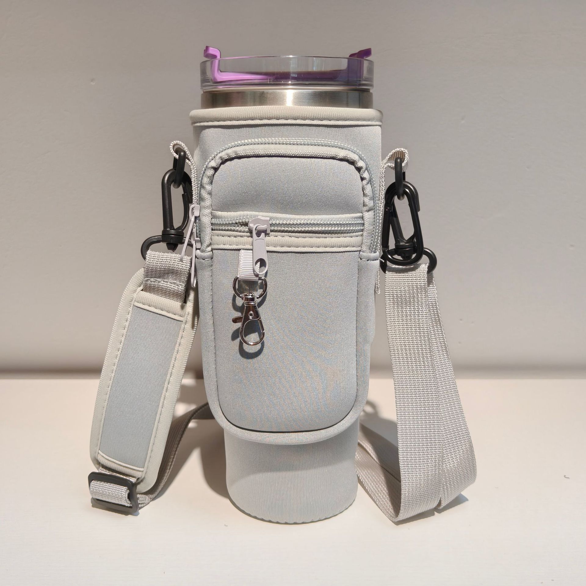 라이트 그레이 (키체인 + 더블지퍼 + 카라비너 + 스팟배송)