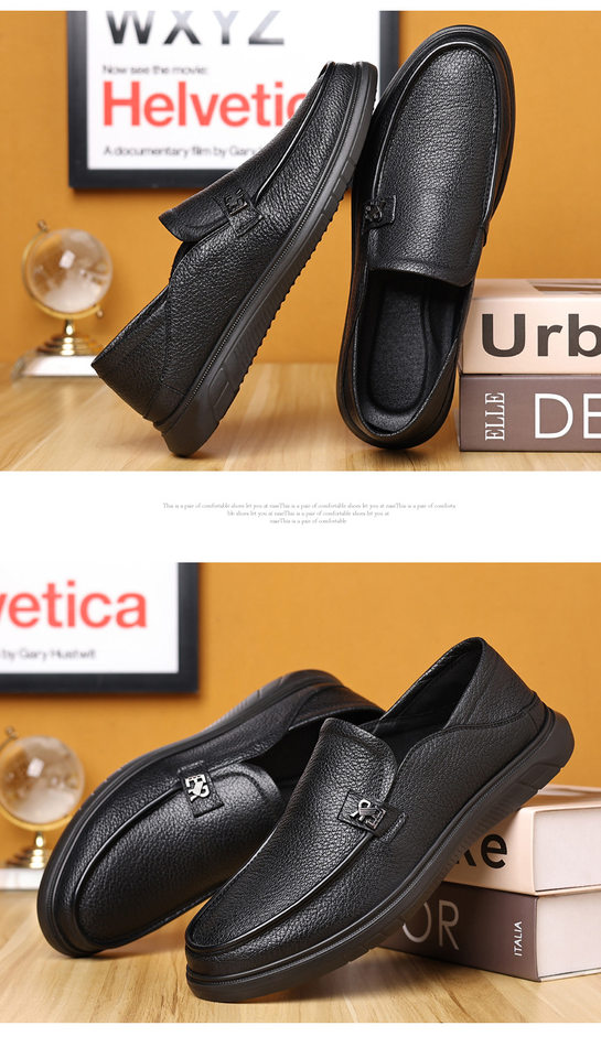 Giày lười nam da cừu mềm kiểu mới, giày slip-on đế bệt mũi tròn thoáng khí — Màu đen chi tiết 14