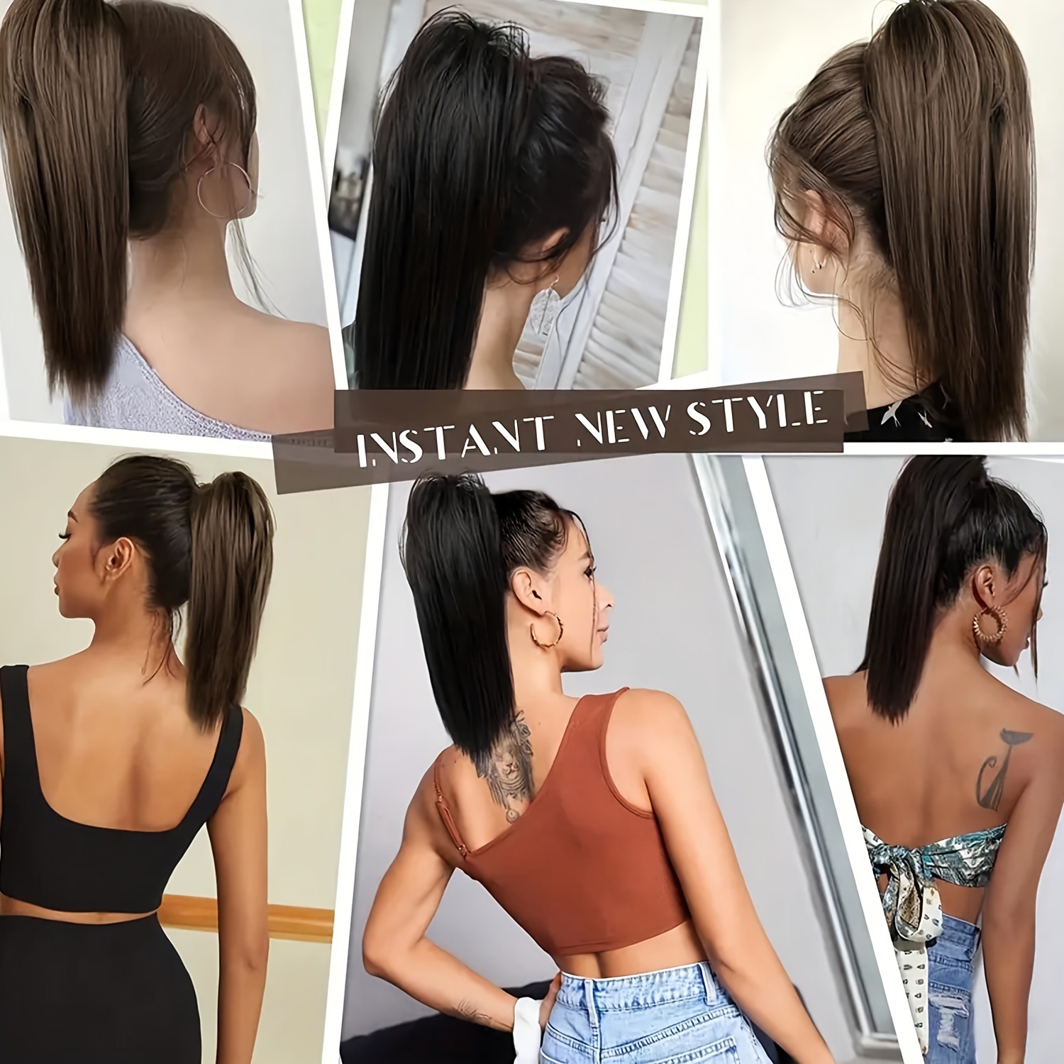 Extensions de queue de cheval synthétique réaliste avec pince_voghion.com