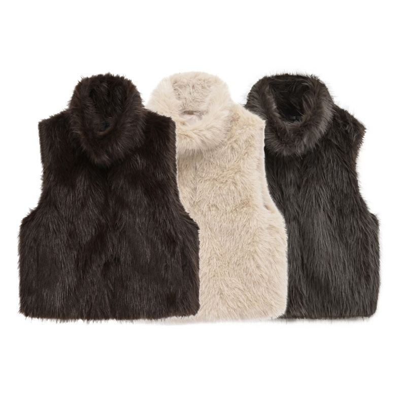 Foreign Trade Wholesale European and American Style 2025 Fashionable Women's Clothing Wholesale Artificial Fur Effect Vest 1255726